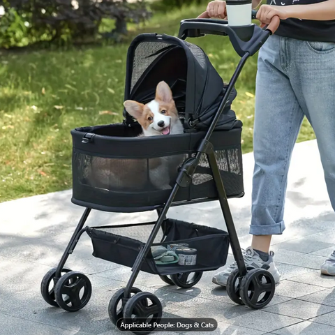 Durable 3-Wheel Foldable Dog Stroller Carrier