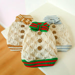 Dog Puppy Clothes Twist Knot Button Sweater